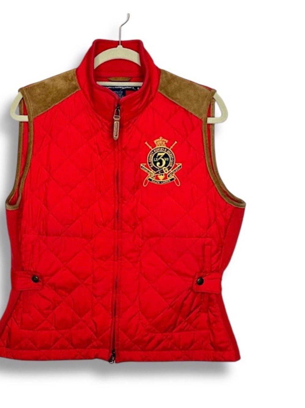 Vintage Ralph Lauren Sport Quilted Equestrian Riding Vest XL with Suede Trim